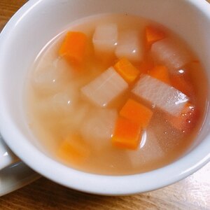 大根、にんじん、えのきの生姜風味の中華スープ